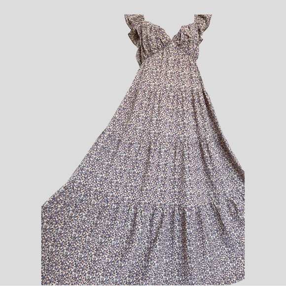 NWT English Factory Floral Ruffle Sleeve Maxi Dress in Ivory Multi - Picture 14 of 16